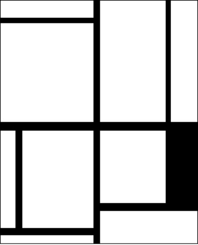 Tableau 3 With Orange, Red, Yellow, Black, Blue And Gray After Piet Mondrian Coloring Page